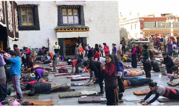Ấn tượng nghi thức 'tam bộ ngũ thể nhập địa' ở Tây Tạng